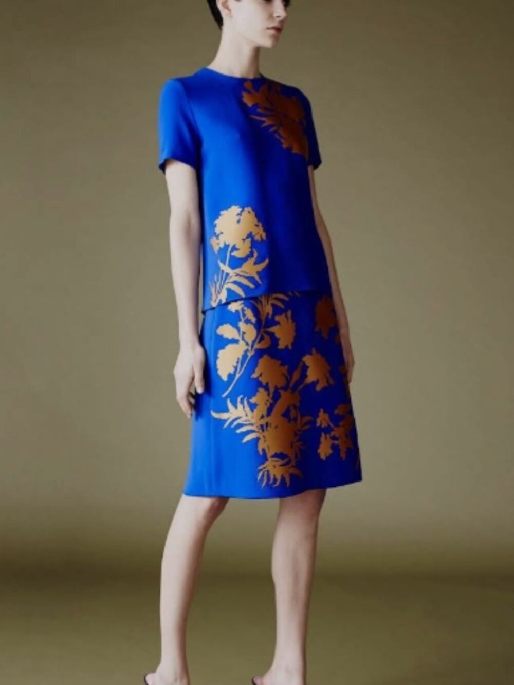 NWOT Jonathan Saunders Blue Floral Abstract Knee-Length Skirt FR42 $620